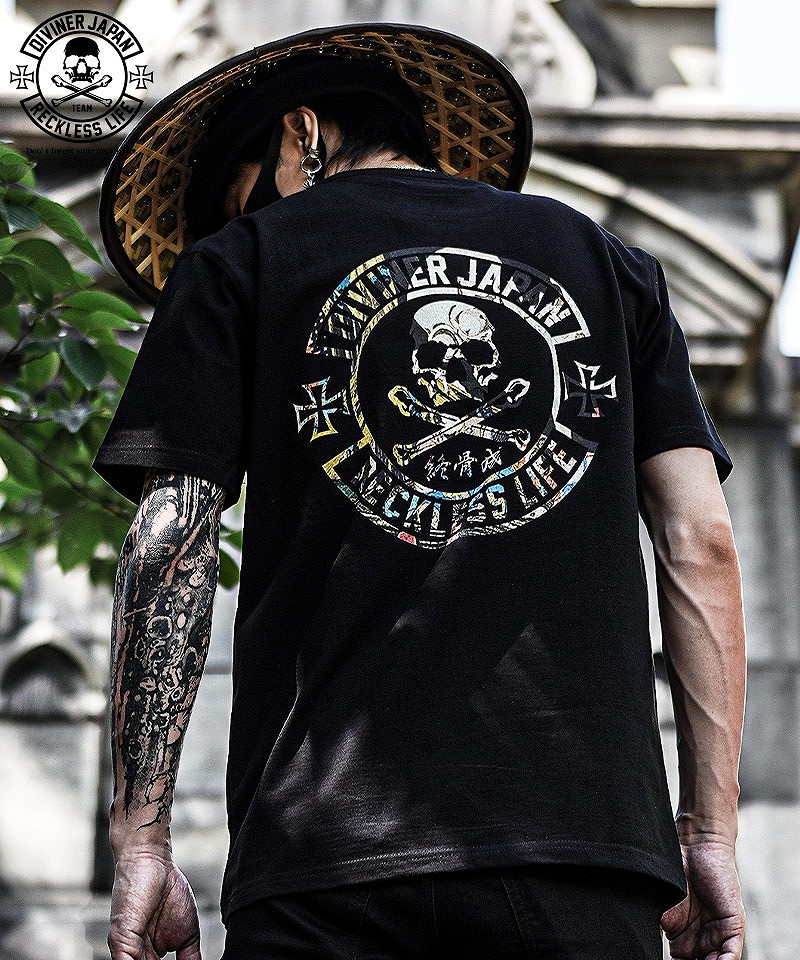 【DIVINERJAPAN】籠蓋髑髏TEE(ブラック)
