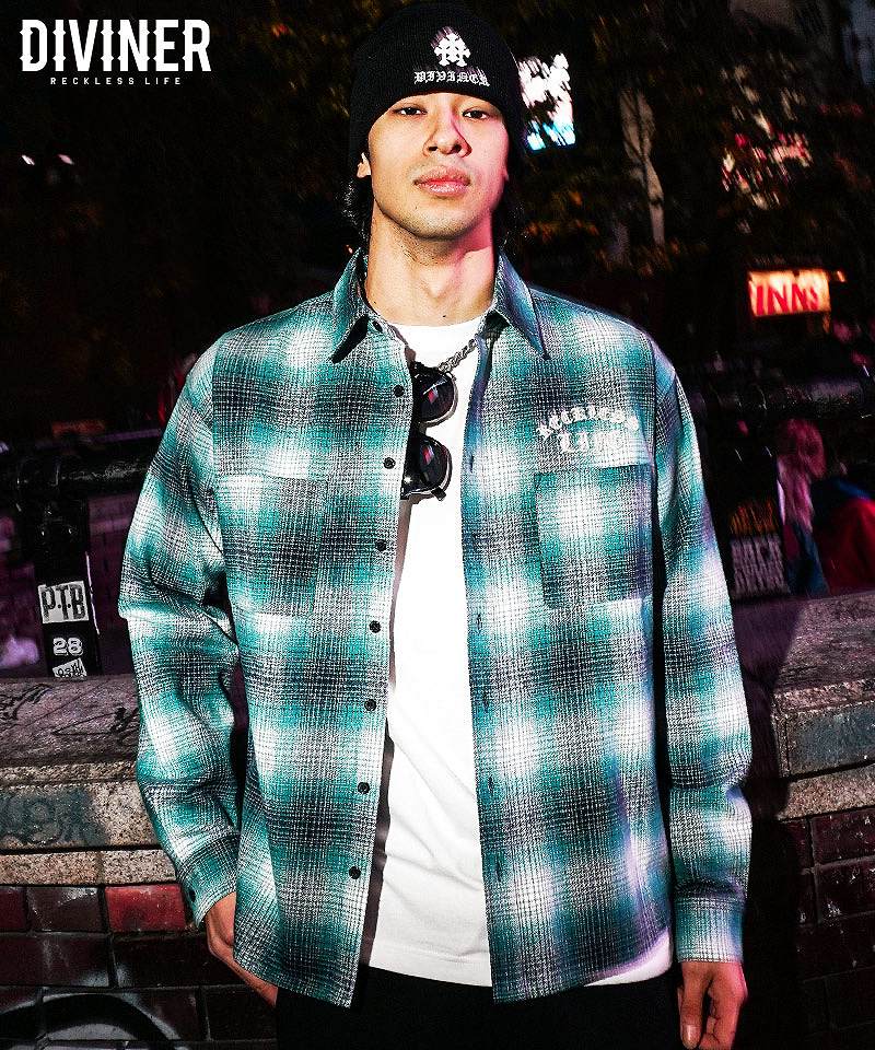 リアエンブロイダリープレイドシャツ