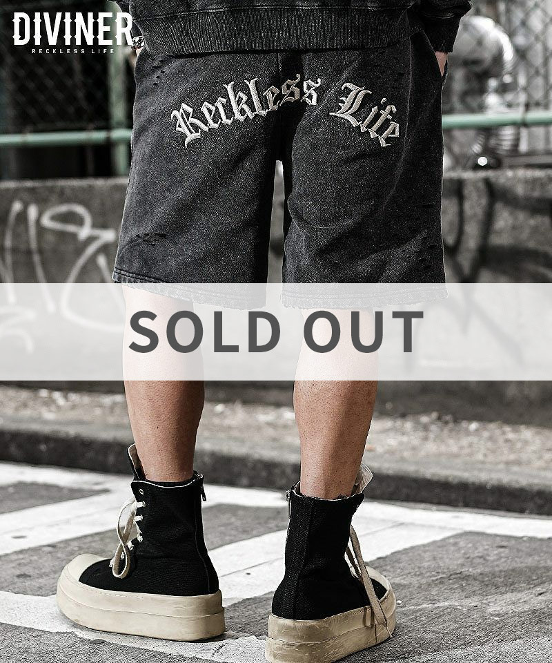 Dirty Embroidery Sweat Shorts(ブラック)