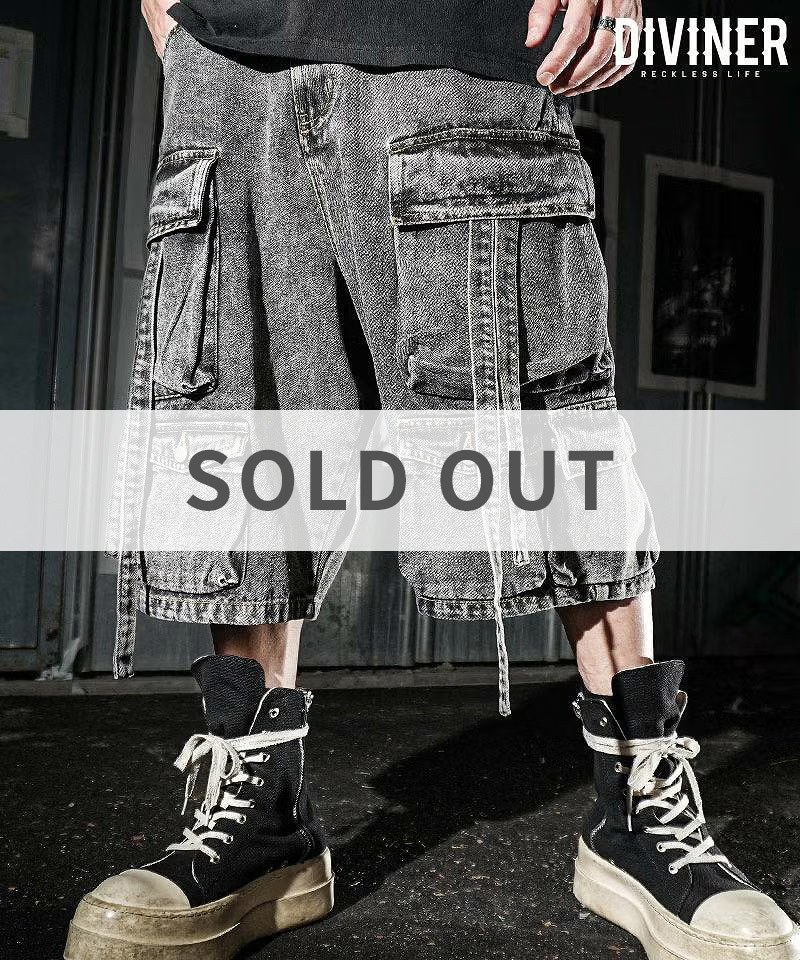 Multi Pocket Cargo Denim Shorts