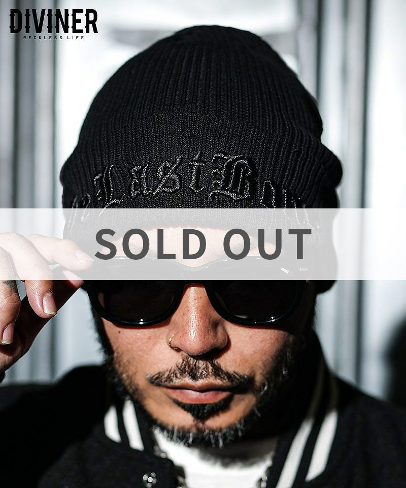 【BLACK LETTER】Embroidery Last Bone Knit Cap