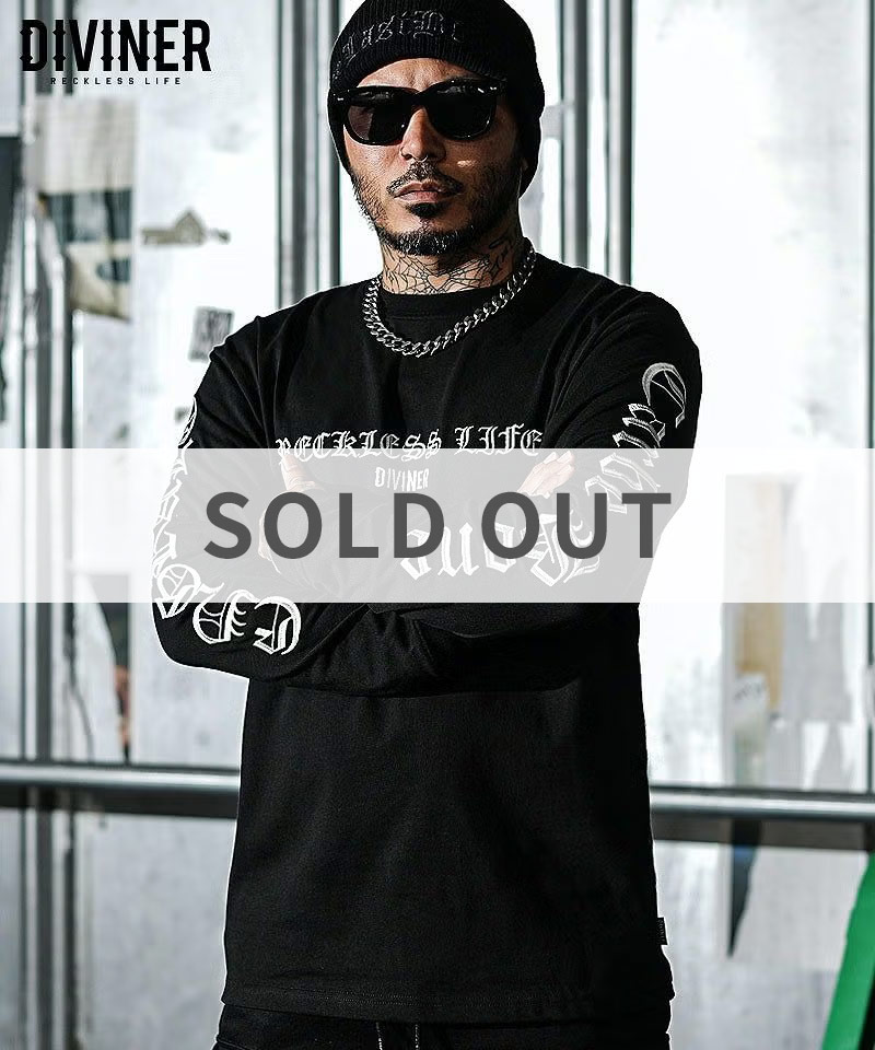 【BLACK LETTER】Determination Embroidery L/TEE