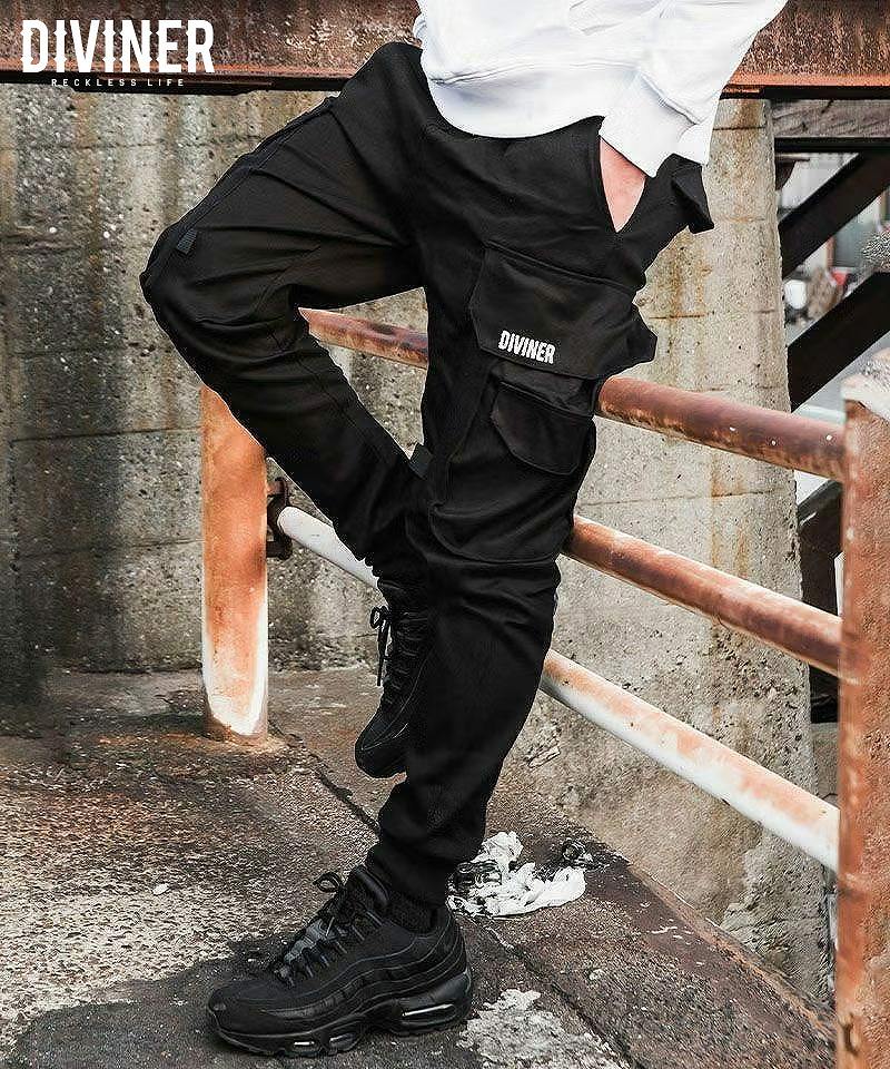 【OWN ROOTS】Black Cargo Jogger Pants(ブラック/ホワイト)