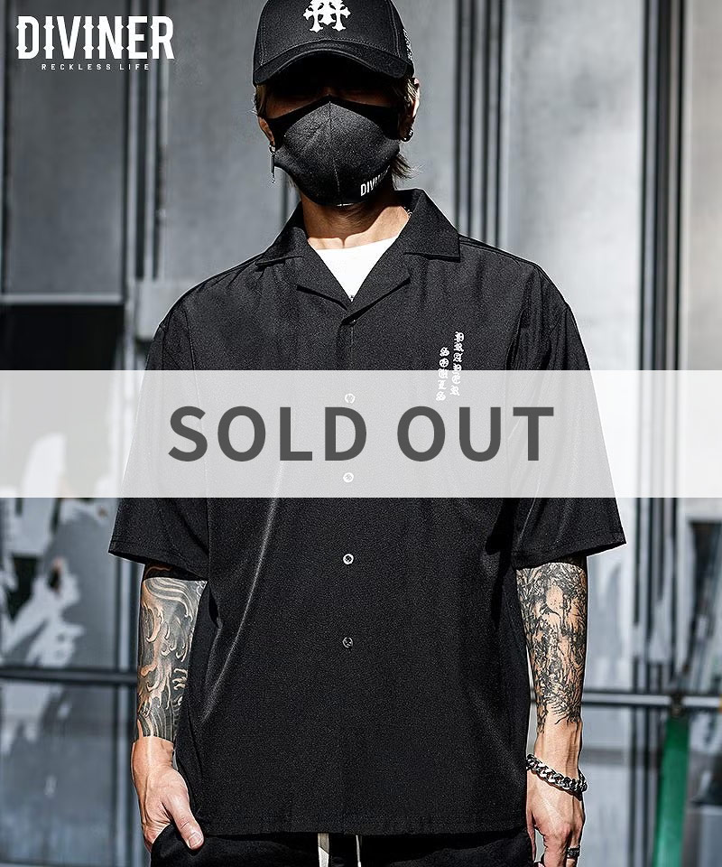 【Black Letter】Embroidery Tombstone Shirt
