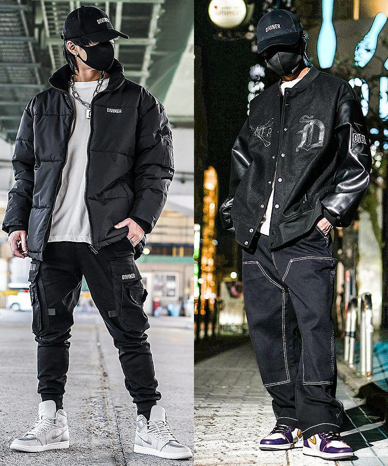 黒ブルゾンを使ったブラックストリートコーデ【メンズファッション人気順】