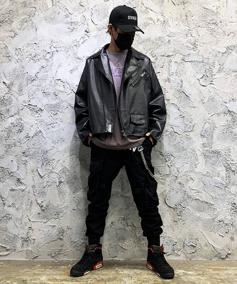 パープル差し色で魅せるトレンドストリートコーデ