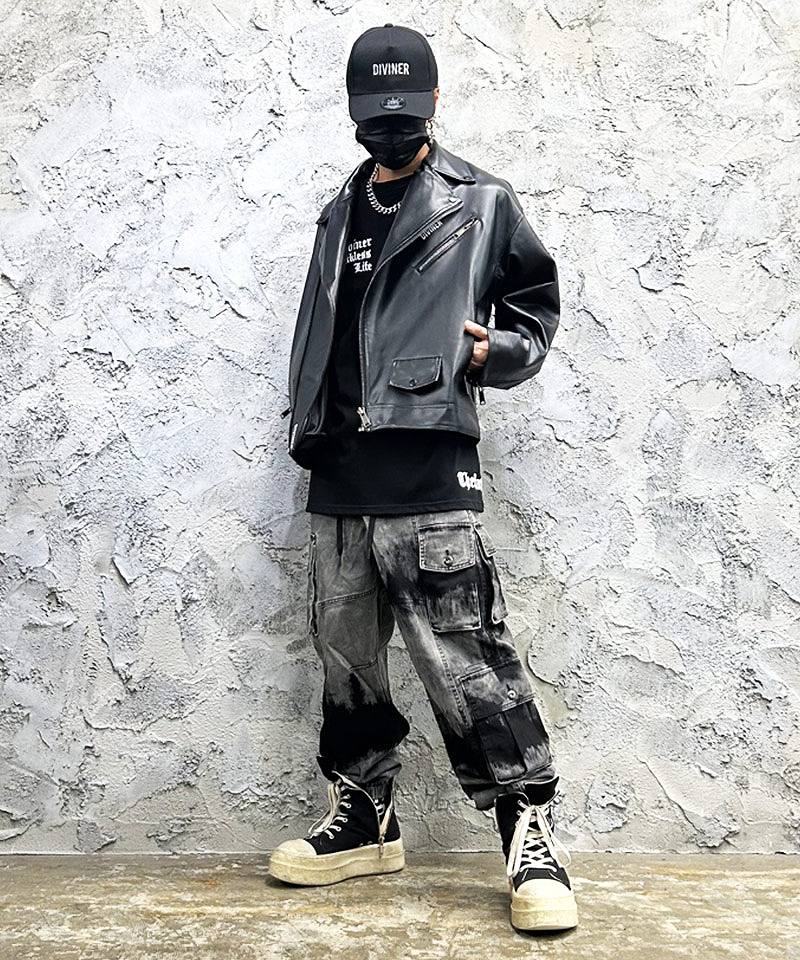 インナーで魅せるライダースコーデ