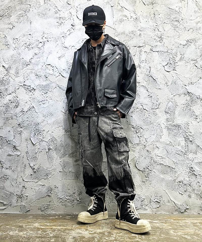 柄レイヤードで奥行きを出すストリート系コーデ