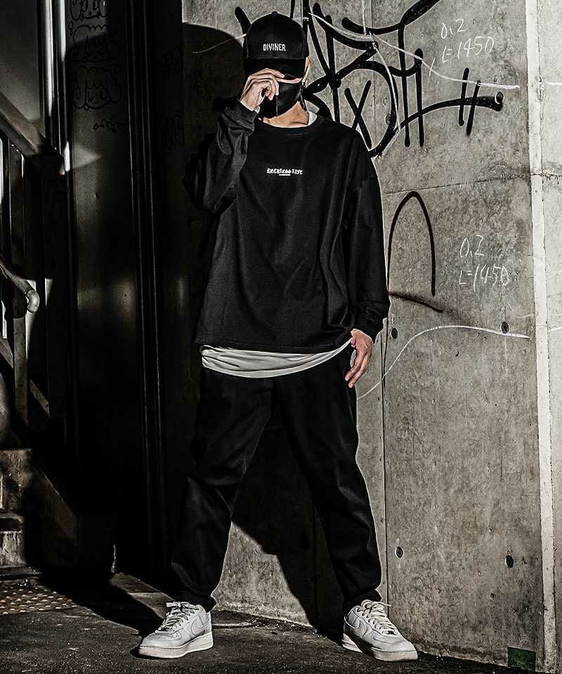 ブラックレターロンTEE トップス 長袖 ロンT Tシャツ DIVINER ディバイナー
