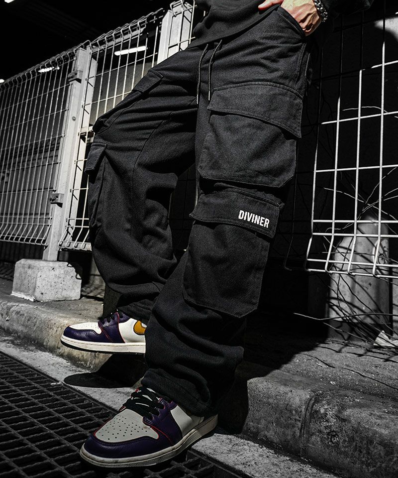 【miiiyu】Lig. wide cargo pants ブラック Multi Pocket Wide Cargo Pants