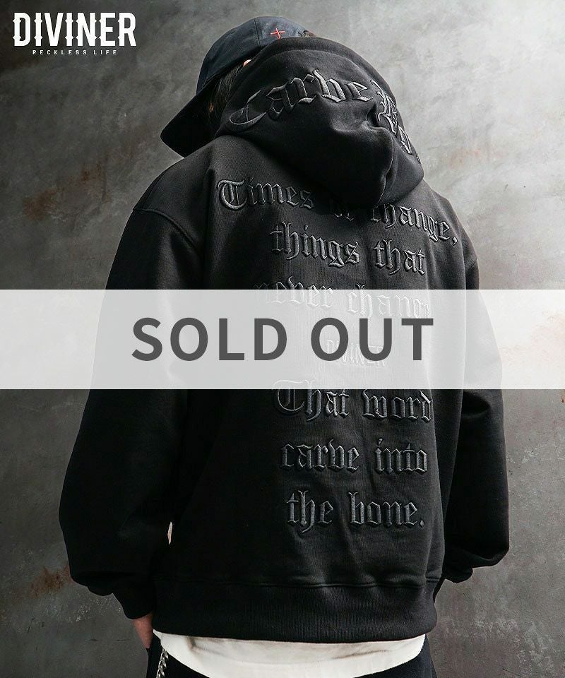 BlackLetter】Rear Embroidery Zip Hoodie トップス｜【公式】DIVINER