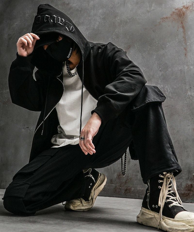 BlackLetter】Rear Embroidery Zip Hoodie トップス｜【公式】DIVINER