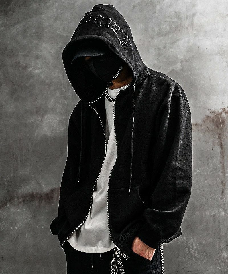 BlackLetter】Rear Embroidery Zip Hoodie トップス｜【公式】DIVINER