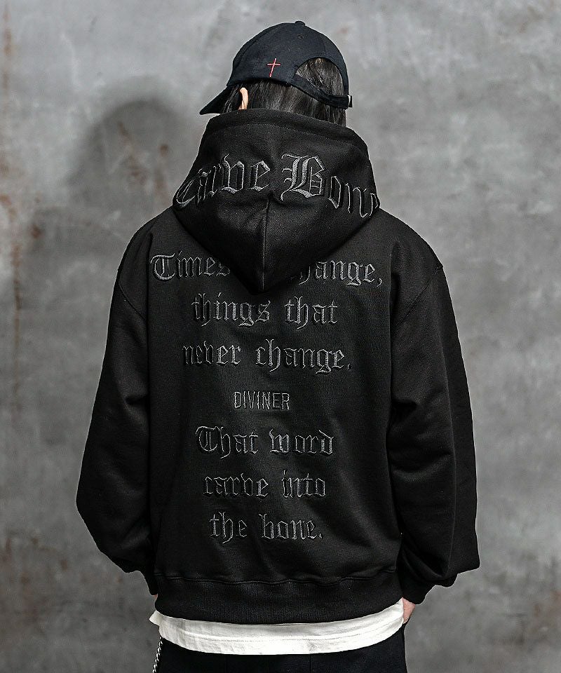 25AW black letter script ジップアップパーカー BlackLetter】Rear Embroidery Zip Hoodie トップス｜【公式】DIVINER