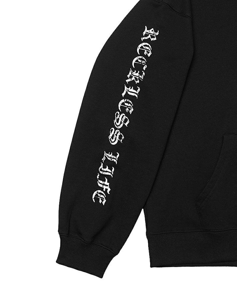 The letters ディアスキンプルオーバー S BlackLetter】Triple Pattern Logo Hoodie(ブラック) トップス｜【公式