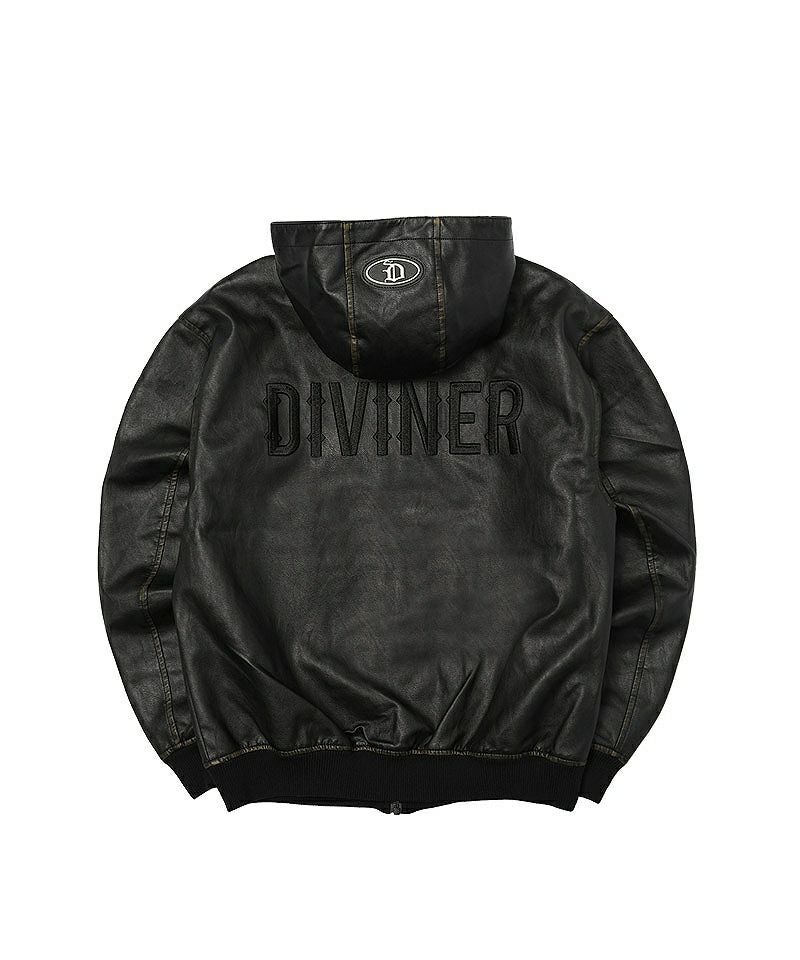 NO name AT-DIRTY フード付きレザーアウター XL AT-DIRTY/アットダーティー】「Leather Coach Jacket”BOLD ENGINE