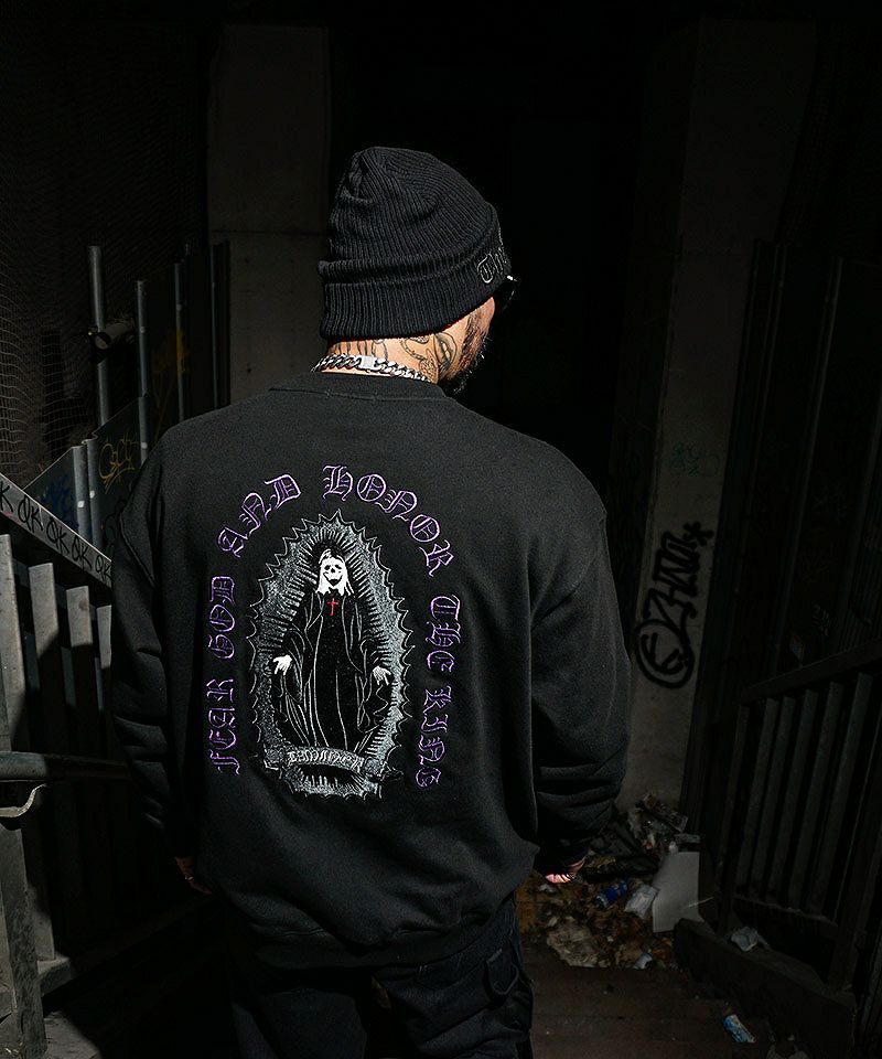 BLACK LETTER】Grim Reaper Sweat Shirt(ブラック/パープル) トップス