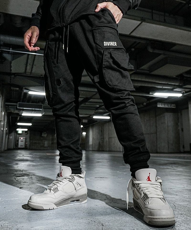 OWN ROOTS Black Cargo Jogger Pants ブラック ホワイト M ブラック ホワイト