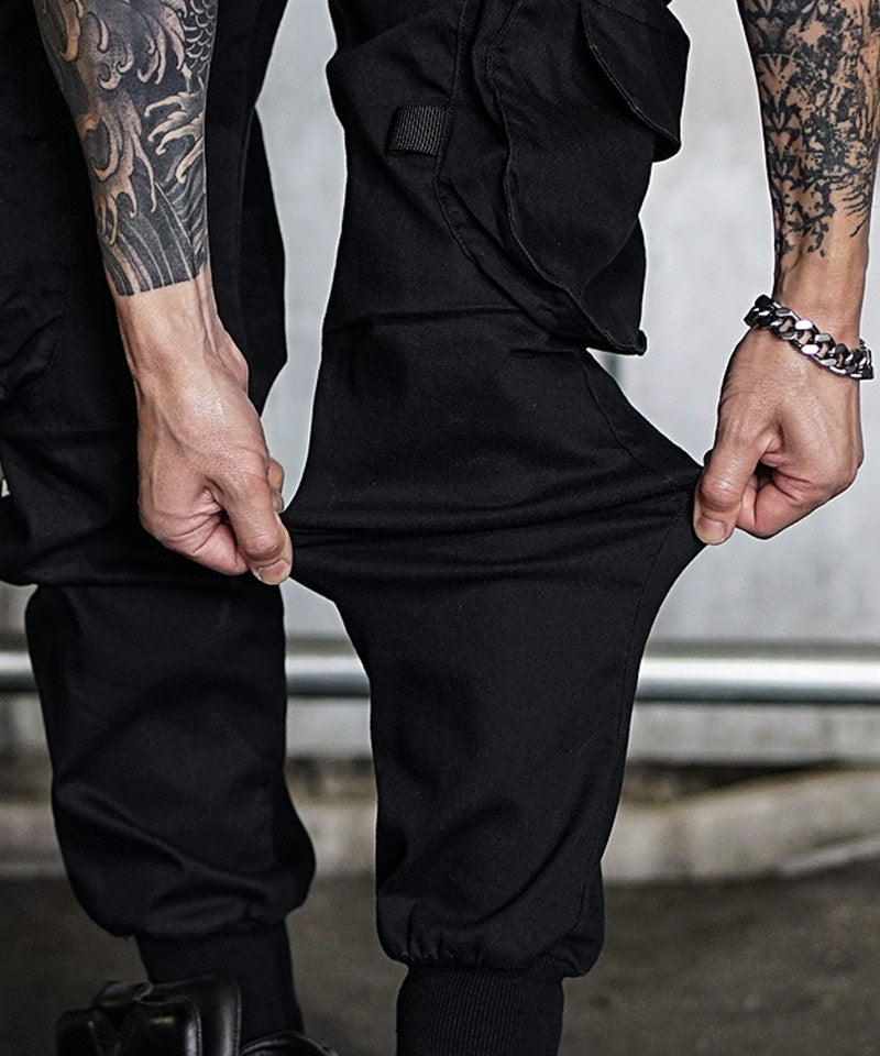 OWN ROOTS】Black Cargo Jogger Pants(ブラック/ホワイト) ボトムス