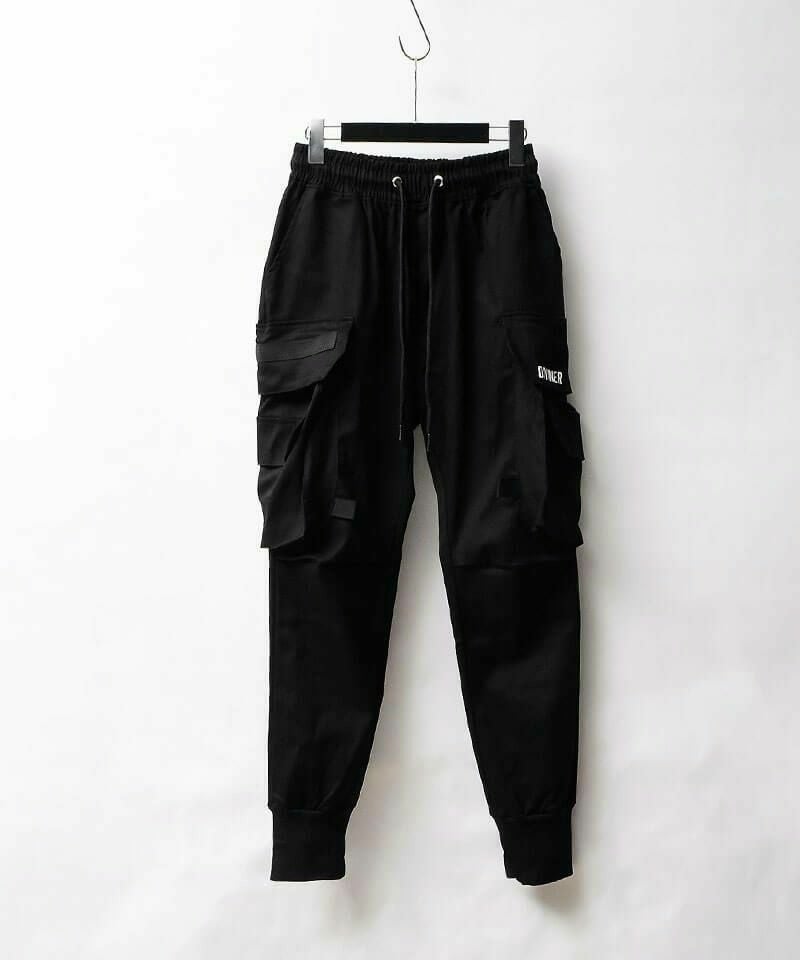 OWN ROOTS】Black Cargo Jogger Pants(ブラック/ホワイト) ボトムス