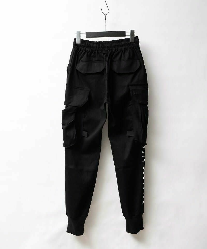 OWN ROOTS】Black Cargo Jogger Pants(ブラック/ホワイト) ボトムス