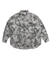 Dirty Fading Shirt。全体にタイダイ調グラフィックを落とし込んだオーバーサイズシャツの正面置き画。
