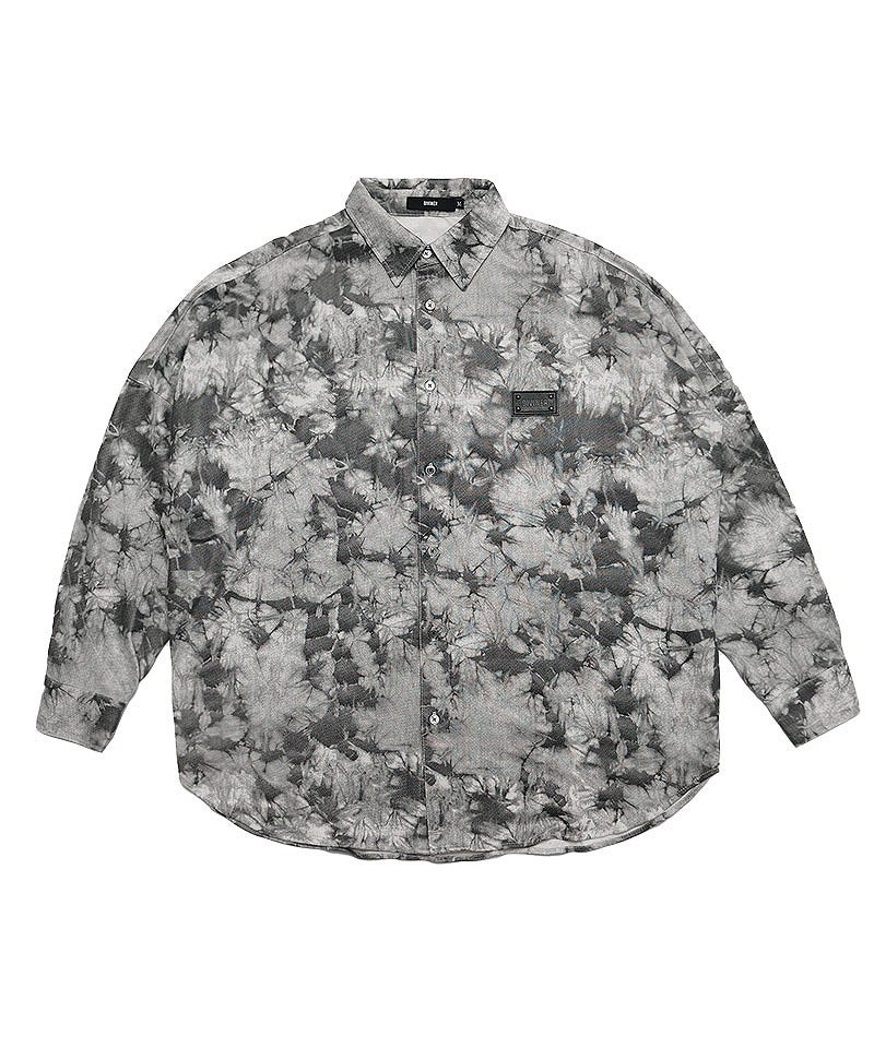 Dirty Fading Shirt。全体にタイダイ調グラフィックを落とし込んだオーバーサイズシャツの正面置き画。
